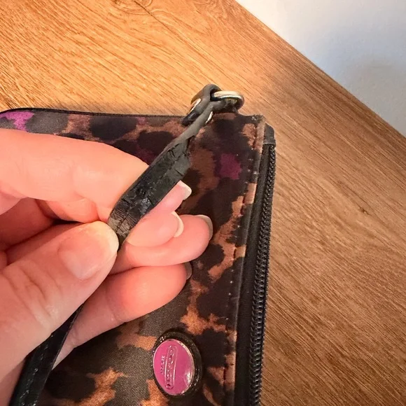 Coach Leopard-Print Wristlet in Brown and Purple - Picture 4 of 9